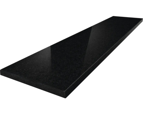 Fensterbank Gabbro Granit Schwarz 101x25x2 cm Schwarze polierte Granitplatte mit glänzender Oberfläche für Arbeitsplatten oder Fensterbänke.