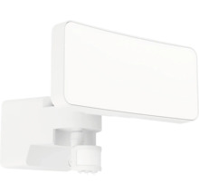 LED-Außenwandleuchte mit Bewegungsmelder, rechteckig, weiß, schwenkbarer Strahler.
