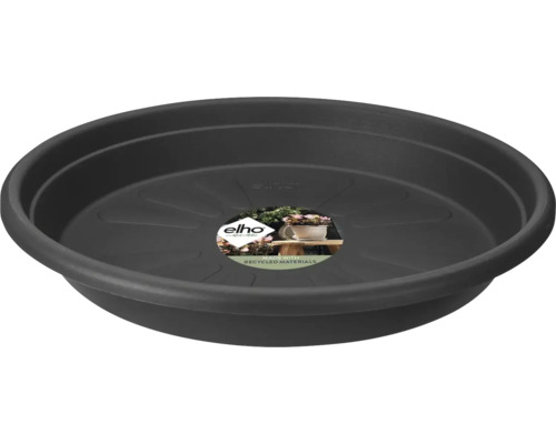 Blumentopf Untersetzer Elho Kunststoff Ø 15 cm H 2,3 cm anthrazit Runder schwarzer Pflanzenuntersetzer aus recyceltem Kunststoff von elho.