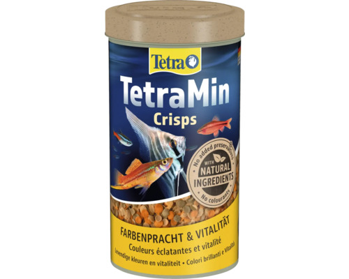 TetraMin Crisps Fischfutter für Zierfische mit natürlichen Inhaltsstoffen ohne Konservierungs- und Farbstoffe für Farbenpracht und Vitalität.