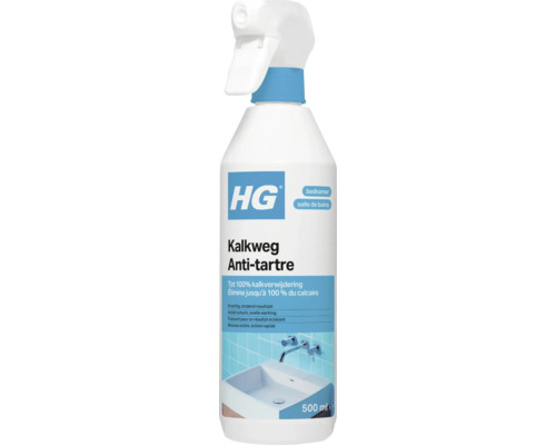 HG Kalkweg Schaumspray 500 Milliliter zur Entfernung von Kalkablagerungen im Badezimmer.
