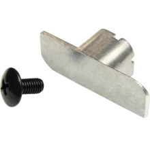 Möbelverbinder aus Metall mit schwarzer Kreuzschlitzschraube.