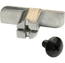 Möbelverbinder aus Metall mit T-förmigem Kopf und passender Kreuzschlitzschraube