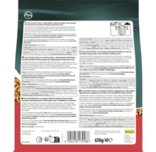 Rückseite der Packung Tetra Pond Koi Sticks, 650 Gramm, mit Fütterungshinweisen, Inhaltsstoffen, Tetra Logo, Recycling-Symbolen und Lichtschutz.