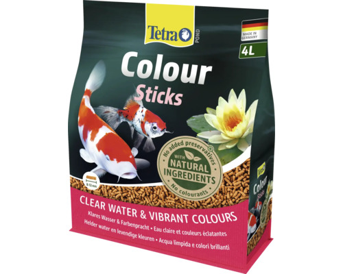 Tetra Pond Colour Sticks Fischfutter für Gartenteiche, 4 Liter, mit natürlichen Inhaltsstoffen für klares Wasser und intensive Farben.