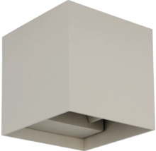 Moderne würfelförmige Wandleuchte in Beige für den Innenbereich und Außenbereich.