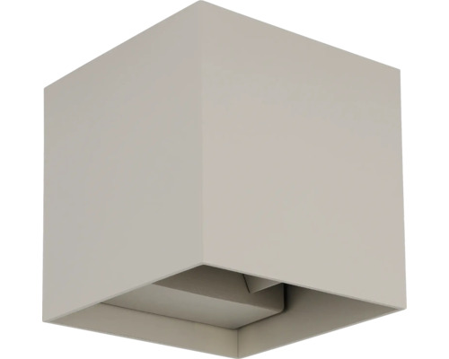Moderne würfelförmige Wandleuchte in Beige für den Innenbereich und Außenbereich.