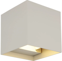 Würfelförmige Wandleuchte aus Metall in Weiß, modernes Design, Lichtaustritt nach oben und unten.
