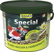 Tetra Logo auf Eimer Tetra Pond Special Mix Fischfutter, 3 in 1 Stick-Mix für klares Wasser und Farbenpracht, hergestellt in Deutschland.