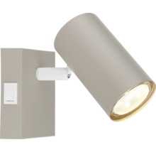 Verstellbarer Wandspot mit rechteckiger Wandhalterung und integriertem Ein-Aus-Schalter.