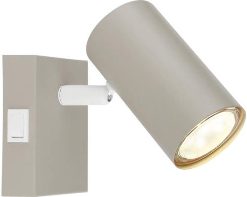 Verstellbarer Wandspot mit rechteckiger Wandhalterung und integriertem Ein-Aus-Schalter.