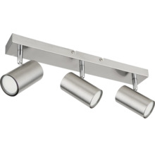 Deckenstrahler 3-flammig aus gebürstetem Metall mit verstellbaren Spots.