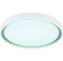 Runde LED-Deckenleuchte mit flachem Design und weißem Rahmen.