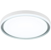 Runde, flache LED-Deckenleuchte in Weiß mit schlichtem Design für eine gleichmäßige Raumbeleuchtung.