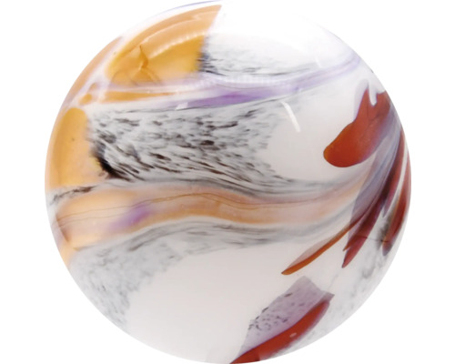 Mehrfarbige dekorative Glaskugel mit gewirbeltem Muster.