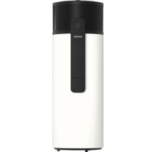 Stiebel Eltron Brauchwasser-Wärmepumpe mit weißem Gehäuse, schwarzem Oberteil und Drehrad zur Temperaturregelung.