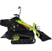 Kompaktlader mit Raupenantrieb und Schaufel für Erdarbeiten und Bauprojekte.
