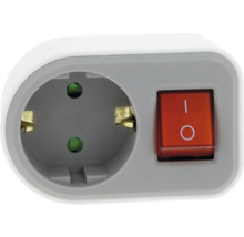 Schutzkontakt-Zwischenstecker mit einem Ein- und Ausschalter.