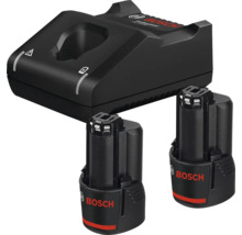 Bosch Professional 12 Volt Starter-Set mit einem Ladegerät GAL 12V-40 und zwei 12 Volt Lithium-Ionen Akkus.
