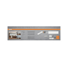 Produktverpackung der Osram SMART Plus Planon Plus LED-Panel-Leuchte mit Anwendungsbeispielen im Büro und Smart-Home-Symbolen.
