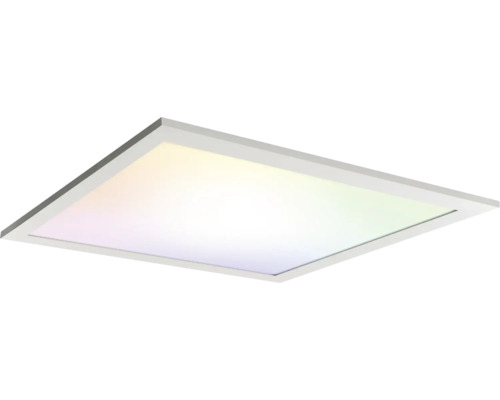 Quadratisches LED-Panel mit weißem Rahmen und flacher Bauweise für gleichmäßige Raumbeleuchtung.