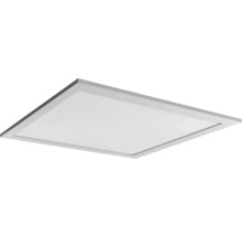Quadratisches LED-Panel für die Decke mit einem flachen grauen Rahmen und einer weißen Leuchtfläche.