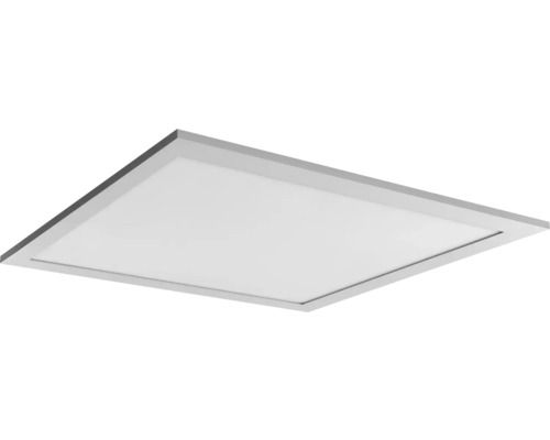 Quadratisches LED-Panel für die Decke mit einem flachen grauen Rahmen und einer weißen Leuchtfläche.