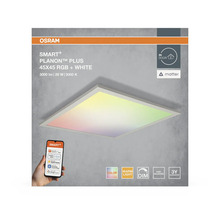 Osram Smart Plus Planon Plus LED-Panel 45 mal 45 Zentimeter mit RGB und Weißlicht, 3000 Lumen, steuerbar via App und Smart Home Systeme.