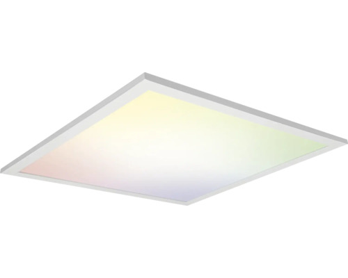 Quadratisches LED-Panel mit schmalem Rahmen und mehrfarbiger Beleuchtung für die Deckenmontage.