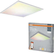 Quadratisches Osram LED-Panel Smart plus Planon Plus 60 mal 60 Zentimeter mit RGB und Weißlichtsteuerung inklusive Produktverpackung.