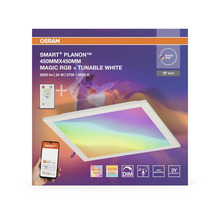 Osram Smart+ Planon LED-Panel 450 mal 450 Millimeter Magic RGB und Tunable White inklusive Fernbedienung WiFi dimmbar drei Jahre Garantie.