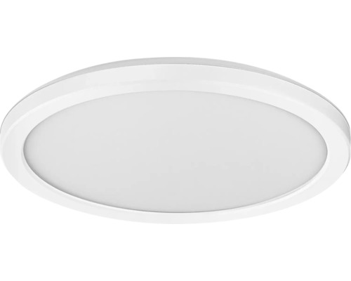 Runde LED-Deckenleuchte in Weiß mit flacher Bauform.