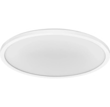 Flache, runde LED-Deckenleuchte in Weiß.