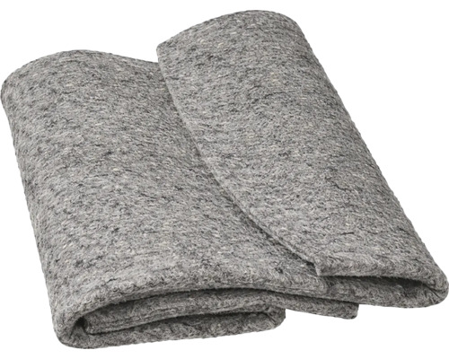 Gefaltetes graues Malervlies aus Textilfasern zum Schutz von Oberflächen bei Malerarbeiten.