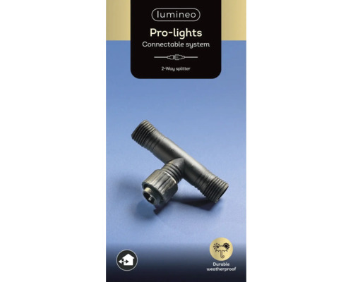 Lumineo Pro-lights 2-Wege-Verteiler für koppelbares Lichterkettensystem, wetterfest für den Innen- und Außenbereich.