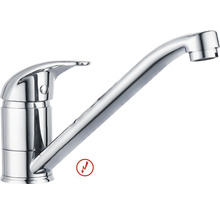 Einhebel-Spültischarmatur aus verchromtem Metall mit langem Auslauf für Niederdruck.