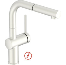 Niederdruck-Küchenarmatur mit ausziehbarer Geschirrbrause und seitlichem Bedienhebel