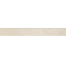 Sockelfliese aus Feinsteinzeug mit Steinoptik, beige, matte Oberfläche.