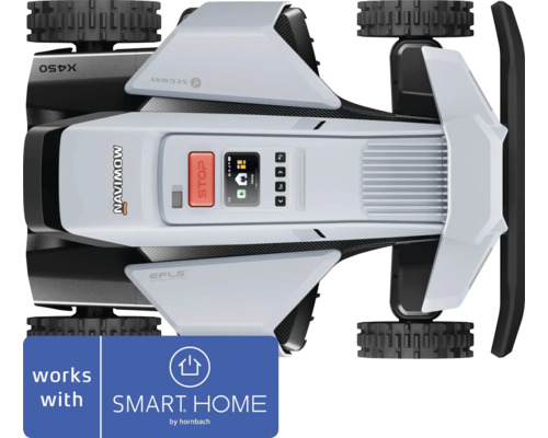 Segway Navimow Mähroboter in der Draufsicht, kompatibel mit Smart Home by Hornbach.