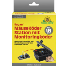 Neudorff Sugan MäuseKöder Station mit Monitoringköder, Schlagfalle zur Ermittlung von Mäusebefall, All in One Set, Neudorff Logo.