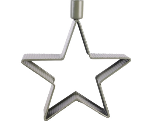 Kerzenhalter Stern aus Metall in Dunkelgrün für Stabkerzen.