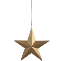Goldener fünfzackiger Stern zum Aufhängen aus Metall für die Weihnachtsdekoration.
