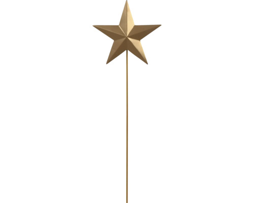 Goldener Gartenstecker in Sternform aus Metall.