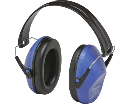 GEBOL Kapselgehörschutz für Kinder, SNR 26 Dezibel, blau und schwarz mit verstellbarem Kopfbügel.