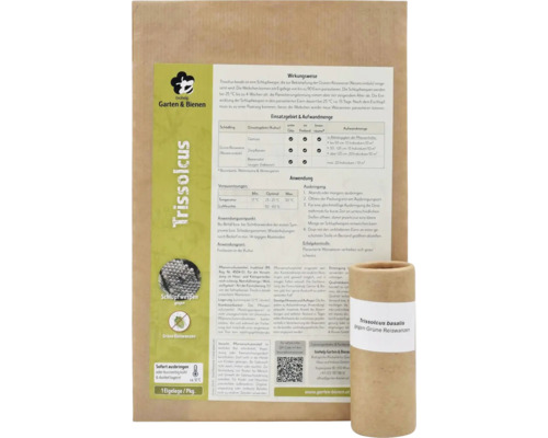 biohelp Garten & Bienen Logo auf einer Packung Trissolcus basalis Schlupfwespen gegen Grüne Reiswanze zur biologischen Schädlingsbekämpfung.