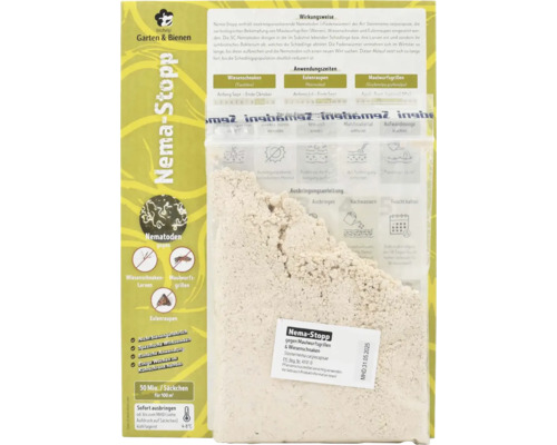 Biohelp Nema-Stopp gegen Maulwurfsgrillen und Wiesenschnakenlarven, Beutel mit 50 Millionen Nematoden zur biologischen Schädlingsbekämpfung.