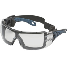 Schutzbrille mit klaren Gläsern und verstellbarem Kopfband