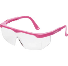 Gebol Schutzbrille mit rosa Gestell und klaren Sichtscheiben.