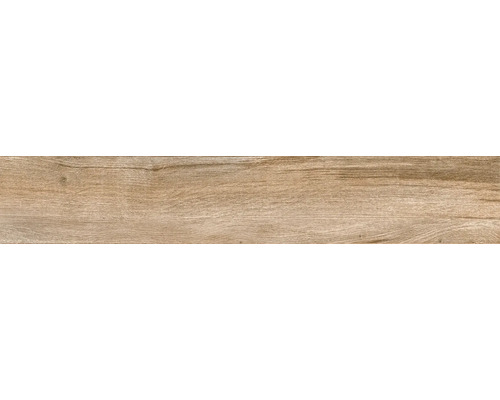 Bodenfliese in Holzoptik mit ausgeprägter Maserung und Holzstruktur.
