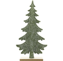 Weihnachtsbaum aus grünem Filz auf einem Holzsockel